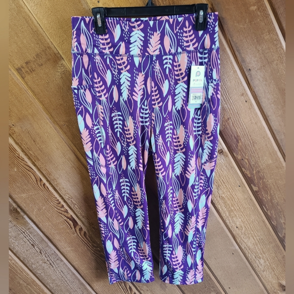 Pop Fit XL NWT high rise capri length workout leggings with pockets